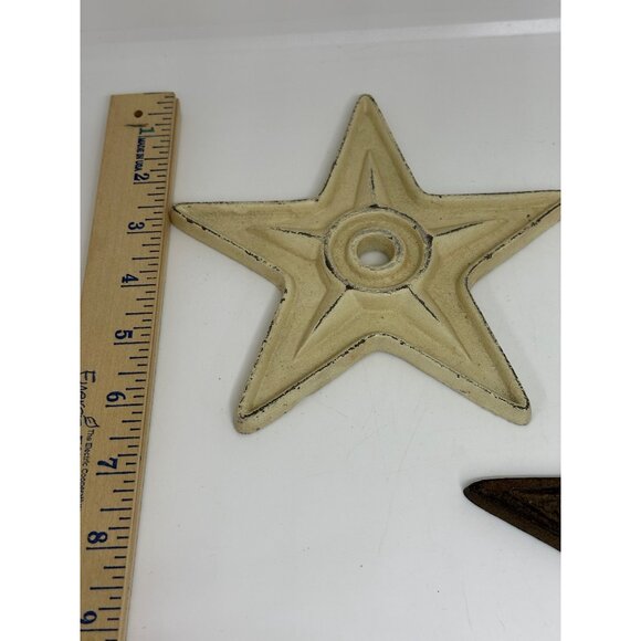 Set of 2 Cast Iron Texas Star Anchor Plates 6.5" Wall Decor Center Hole Rustic - Picture 7 of 8